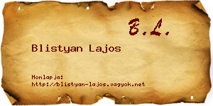 Blistyan Lajos névjegykártya